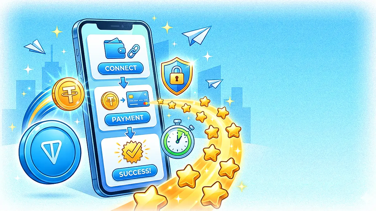 Step-by-step guide showing how to buy Telegram Stars with cryptocurrency without KYC